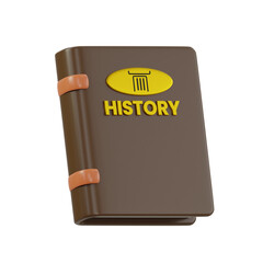 3d History Book. icon isolated on white background. 3d rendering illustration