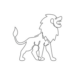 Lion One line drawing on white background