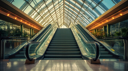 Subway's Silent Staircase: Big City Escalator Echoing Themes of Progress and Urban Ascent