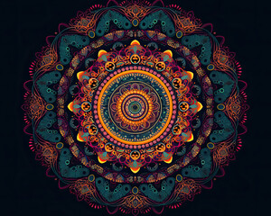 Generative AI-Produced Colorful Islamic Mandala Design