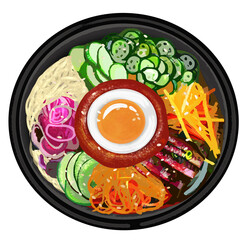 Bibim-Naengmyeon, Bibimbap, Korean, Korean food, Cold food, Noodles, Spicy, Refreshing, Vinegar, Cucumber, Kimchi, Summer food