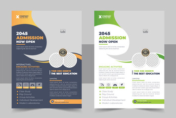 Kids back to school education admission flyer poster layout or Tutoring service flyer, Online Tutoring Flyer, home tutor flyer, Teaching Online flyer template design