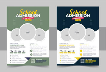 Kids back to school education admission flyer poster layout or Tutoring service flyer, Online Tutoring Flyer, home tutor flyer, Teaching Online flyer template or poster design
