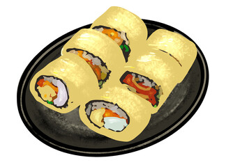 Kimbap, Korean, Korean food, Roll, Sushi, japan food,  japanese food, Rice, Seaweed, Vegetables, Gimbap, Nori, Tuna, Cucumber, Carrot, Radish, Egg, Pickled,
Sesame, Healthy, Lunch, Snack, Delicious