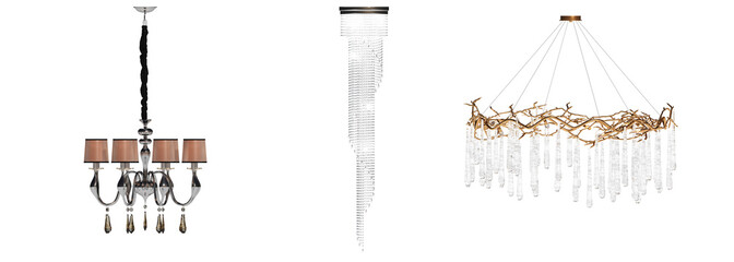 crystal chandelier for the interior isolated on transparent background, home lighting, 3D illustration, cg render
