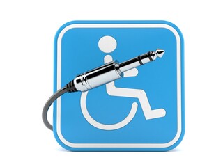 Handicap symbol with audio cable