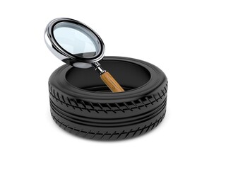 Magnifying glass inside car tire