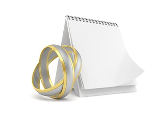 Wedding ring with blank calendar