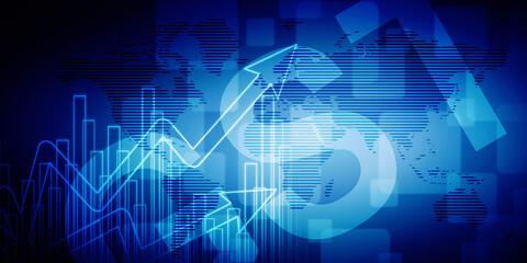 2d rendering Stock market online business concept. business Graph 