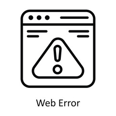 Web Error  Vector  outline Icon Design illustration. Network and communication Symbol on White background EPS 10 File
