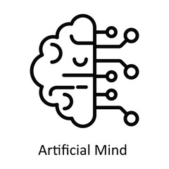 Artificial Mind   Vector  outline Icon Design illustration. Network and communication Symbol on White background EPS 10 File
