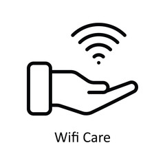 Wifi Care  Vector  outline Icon Design illustration. Network and communication Symbol on White background EPS 10 File
