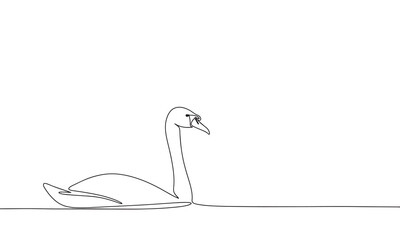 Abstract swan in continuous line art drawing style. Minimalist black linear sketch isolated on white background. Vector illustration