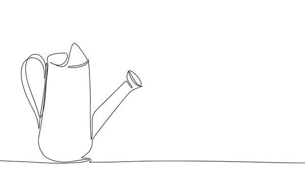 recommend clip art: Abstract watering can in continuous line art drawing style. Minimalist black linear sketch isolated on white background. Vector illustration