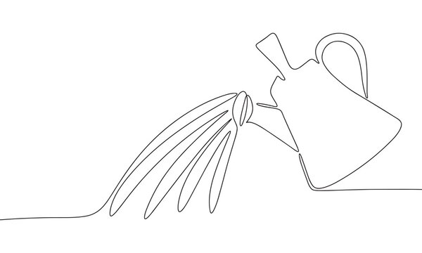 recommend clip art: Abstract watering can in continuous line art drawing style. Minimalist black linear sketch isolated on white background. Vector illustration