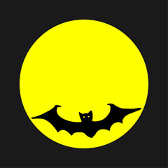 Witch flying on a broomstick.Halloween silhouette on white background vector illustration.Halloween black bat