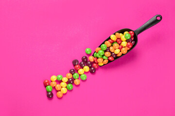 Different colored round candy.