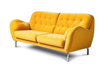 Fototapeta premium Ai generative. Yellow modern sofa on white .