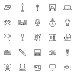 Home appliances line icons set