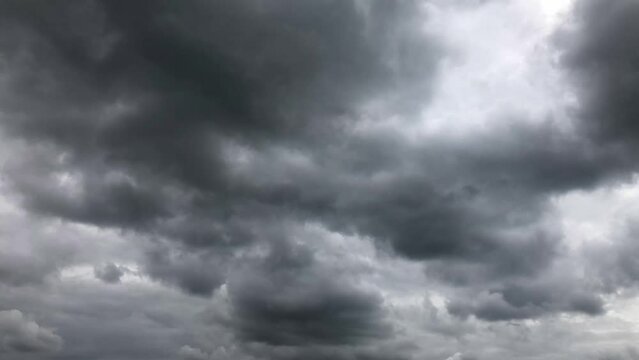 dark grey sky clouds formation time lapse of storm hailstorm 