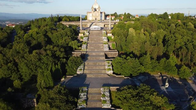 Aerial view of the stairs at Sameiro, Braga Portugal