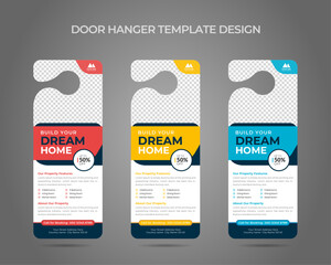 Real estate agency business door hanger template design