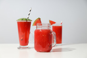 Concept of fresh and tasty summer drink - Watermelon smoothie