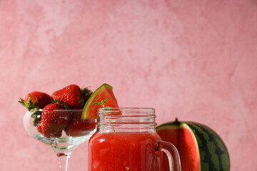 Concept of fresh and tasty summer drink - Watermelon smoothie