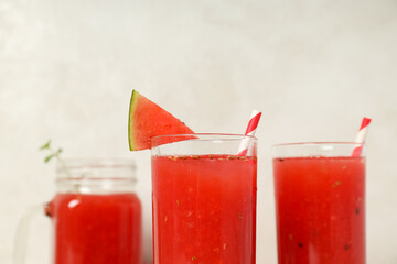 Concept of fresh and tasty summer drink - Watermelon smoothie