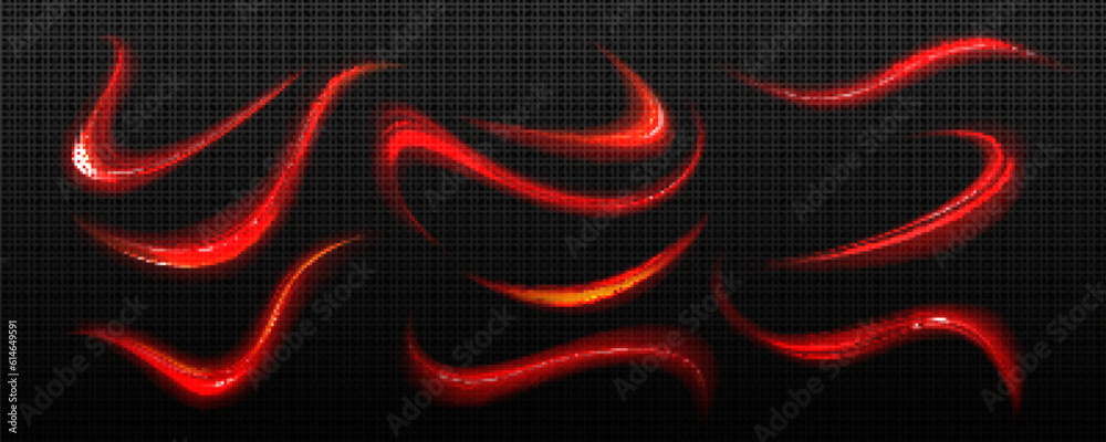 Wall mural red light lines, effect of speed motion trails. abstract streaks of fast flash movement, blurred glo