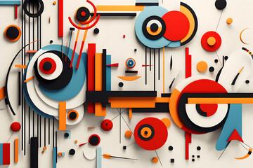Kandinsky inspired abstract 3D background with circles