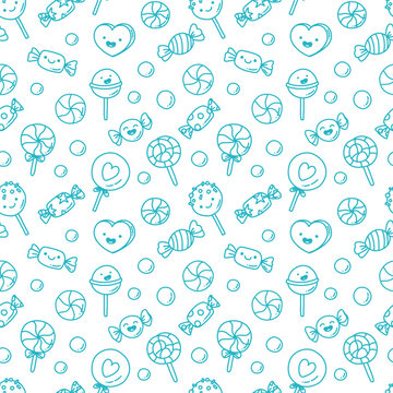 cute vector seamless pattern with cartoon candy