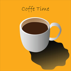 Cup of coffee on a yellow background. Vector illustration.