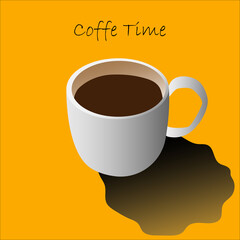 Cup of coffee on a yellow background. Vector illustration.