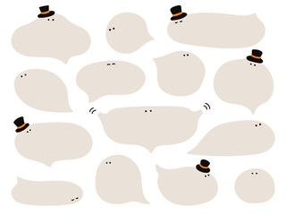 ハロウィンっぽいおばけのふきだしセット(白背景) © モツ煮子