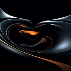 Abstract black background, polished metamorphosis style, curvilinear, roller wave