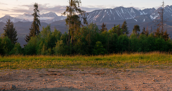 Mountain car park with shallow depth of field.Image for CGI Backplates
