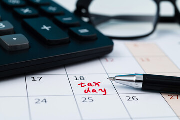 Tax day marked on calendar