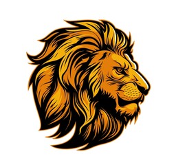 Fototapeta premium Heraldic lion animal mascot, AI generated leo head