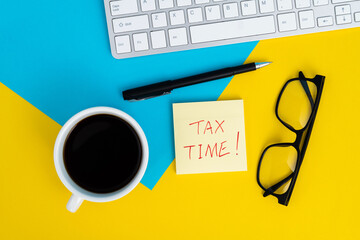 Text tax time on office table