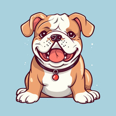 bulldog. Cute little cartoon kawaii anime character. Domestic Pet. Wild  Animal. Flat vector