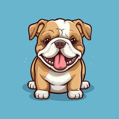 bulldog. Cute little cartoon kawaii anime character. Domestic Pet. Wild  Animal. Flat vector