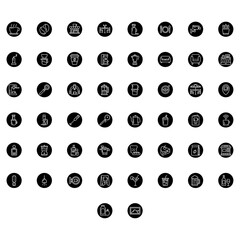 Vector of Cafe Icon Set Round. Perfect for user interface, new application.
