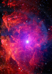 Far being shone nebula and star field against space. © Anatolii