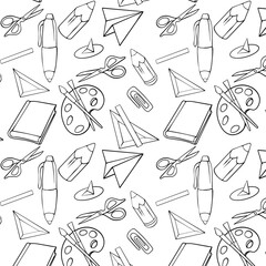 seamless pattern with school supplies