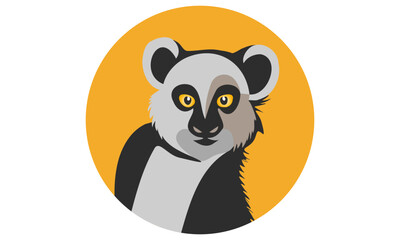 Vector round sticker. Cartoon portrait of an unusual cute Australian koala. Isolated background.