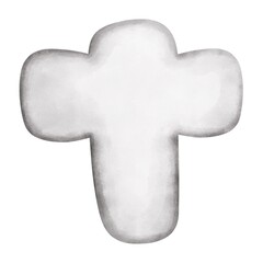 Watercolor halloween old stone cross.Halloween illustration isolated on white background.