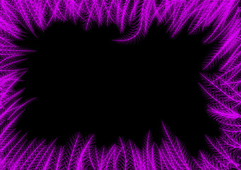 Abstract background Created from illustrator. Made up of pink feathers framed on a black background.