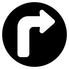 Turn right icon in solid style, use for website mobile app presentation