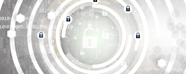 Obraz premium internet digital security technology concept for business background. Lock on circuit board